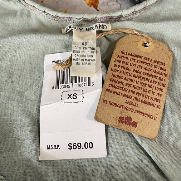 Lucky Brand Butterfly Graphic T Shirt Womens XS Boho Floral Embroidered NWT - Picture 3 of 10